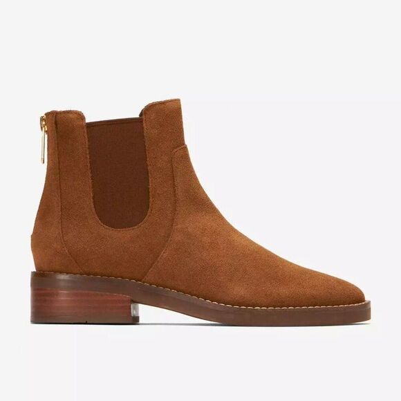 Cole Haan Brown Suede Leather Waterproof Chelsea Ankle Reid Boots 8 - Picture 1 of 12